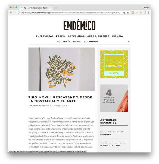 Entrevista a Tipo Móvil en Revista Endémico