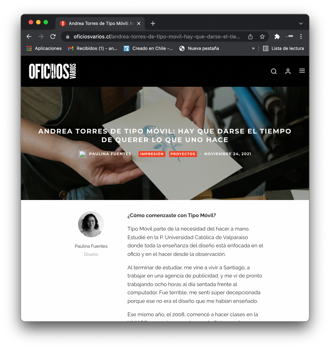 "El oficio lateral" de Oficios Varios